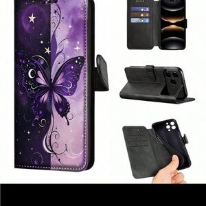 Purple Butterfly Phone Wallet Case